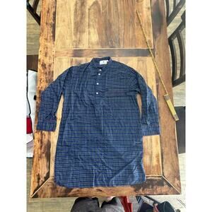 Carroll & Co. Men's Blue Green Plaid Print Button Front Pajama Size Large